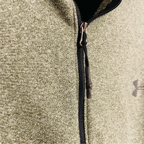 UNDER ARMOUR Green Black Loose Fit Cold Gear Quarter Zip Pullover - Picture 3 of 8